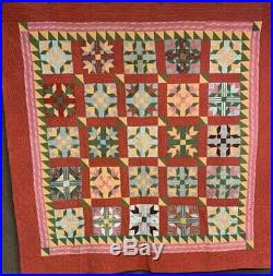 RARE c 1860-80s Goose Track QUILT Antique Early Browns