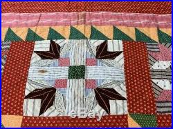 RARE c 1860-80s Goose Track QUILT Antique Early Browns