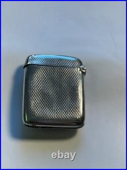 RARE early ANTIQUE STERLING VESTA CASE WITH PORC/ enamel ANIMAL PORTRIAT