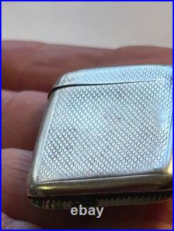 RARE early ANTIQUE STERLING VESTA CASE WITH PORC/ enamel ANIMAL PORTRIAT