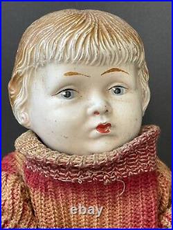Rare 12.5 Antique Marked Trion Toy Co. Early Cold Press Composition Boy Doll