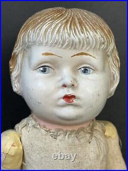 Rare 12.5 Antique Marked Trion Toy Co. Early Cold Press Composition Boy Doll