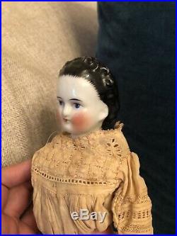 Rare 13 Unusual Hairstyle Early Antique German China Doll Original Body Clothes