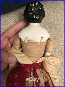 Rare 13 Unusual Hairstyle Early Antique German China Doll Original Body Clothes