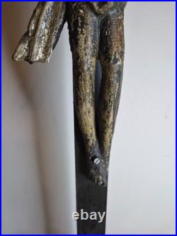 Rare 17th / Early 18thC Antique European Folk Art Wooden Crucifix Cross Jesus
