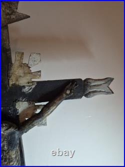 Rare 17th / Early 18thC Antique European Folk Art Wooden Crucifix Cross Jesus