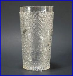 Rare 1850s Early Antique Rooster Pressed Glass Tumbler 3-Mold Flint Glass