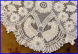 Rare 1900s Gorgeous Antique Edwardian Hand Made Early Battenberg Lace Tablecloth