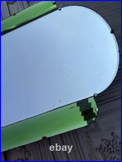Rare 1930s Art Deco vibrant Green glass and clear Wall Mirror, very unusual
