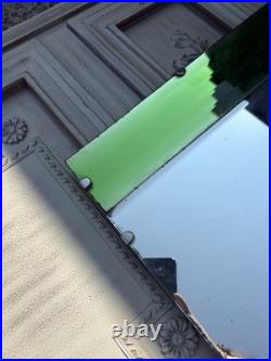 Rare 1930s Art Deco vibrant Green glass and clear Wall Mirror, very unusual