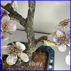 Rare 19th C/Early 20th C Chinese Amethyst Gemstone Bonsai Sculpted Trunk Antique