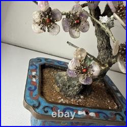 Rare 19th C/Early 20th C Chinese Amethyst Gemstone Bonsai Sculpted Trunk Antique