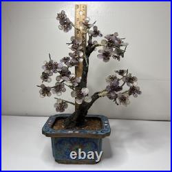 Rare 19th C/Early 20th C Chinese Amethyst Gemstone Bonsai Sculpted Trunk Antique