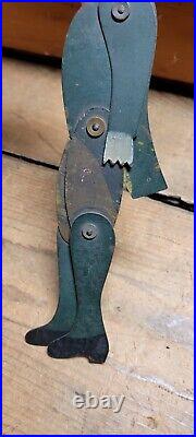 Rare ANTIQUE 19C FOLK ART EARLY AMERICAN METAL MAN IN TOP HAT DANCING PUPPET TOY