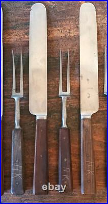 Rare ANTIQUE Early LAMSON GOODNOW 2 Tine FORK KNIFE Set 12 Piece SIGNED Cutlery