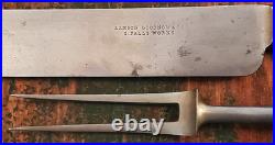 Rare ANTIQUE Early LAMSON GOODNOW 2 Tine FORK KNIFE Set 12 Piece SIGNED Cutlery