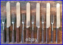 Rare ANTIQUE Early LAMSON GOODNOW 2 Tine FORK KNIFE Set 12 Piece SIGNED Cutlery