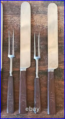 Rare ANTIQUE Early LAMSON GOODNOW 2 Tine FORK KNIFE Set 12 Piece SIGNED Cutlery