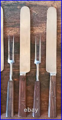Rare ANTIQUE Early LAMSON GOODNOW 2 Tine FORK KNIFE Set 12 Piece SIGNED Cutlery