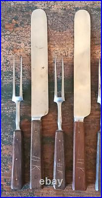 Rare ANTIQUE Early LAMSON GOODNOW 2 Tine FORK KNIFE Set 12 Piece SIGNED Cutlery