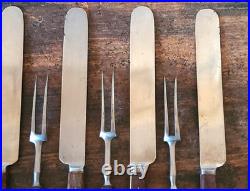 Rare ANTIQUE Early LAMSON GOODNOW 2 Tine FORK KNIFE Set 12 Piece SIGNED Cutlery