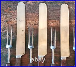 Rare ANTIQUE Early LAMSON GOODNOW 2 Tine FORK KNIFE Set 12 Piece SIGNED Cutlery