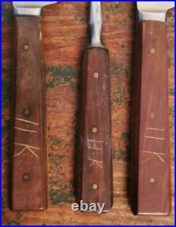 Rare ANTIQUE Early LAMSON GOODNOW 2 Tine FORK KNIFE Set 12 Piece SIGNED Cutlery