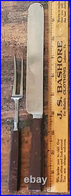 Rare ANTIQUE Early LAMSON GOODNOW 2 Tine FORK KNIFE Set 12 Piece SIGNED Cutlery