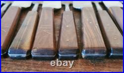 Rare ANTIQUE Early LAMSON GOODNOW 2 Tine FORK KNIFE Set 12 Piece SIGNED Cutlery