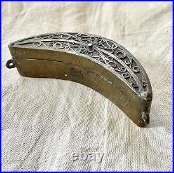 Rare ANTIQUE SOUTHEAST ASIA Philippine Crescent-shaped Brass Betel Box (Museum)