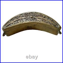 Rare ANTIQUE SOUTHEAST ASIA Philippine Crescent-shaped Brass Betel Box (Museum)