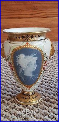Rare And Early Antique Pair Royal Worcester Pate Sur Pate Vases Dated 1873