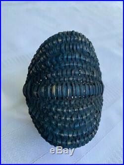 Rare Antique 1800 Early American Small Basket Original Soldier Blue Paint