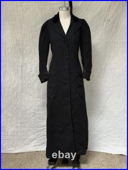 Rare Antique 1800s Early 1900s Wool Room For Bustle Coat Jacket Black Wow Ribbon