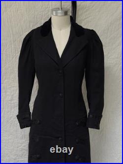 Rare Antique 1800s Early 1900s Wool Room For Bustle Coat Jacket Black Wow Ribbon