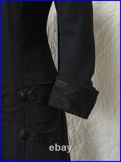 Rare Antique 1800s Early 1900s Wool Room For Bustle Coat Jacket Black Wow Ribbon