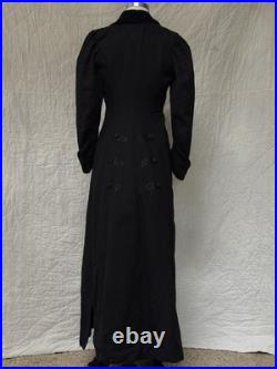 Rare Antique 1800s Early 1900s Wool Room For Bustle Coat Jacket Black Wow Ribbon