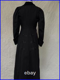 Rare Antique 1800s Early 1900s Wool Room For Bustle Coat Jacket Black Wow Ribbon