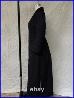 Rare Antique 1800s Early 1900s Wool Room For Bustle Coat Jacket Black Wow Ribbon