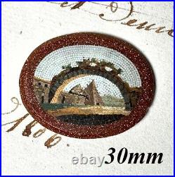 Rare Antique 18-19c Sand Size Tesserae Roman Ruins Micro Mosaic Plaque, Pyramid Rare Antique 18-19c Sand Size Tesserae Roman Ruins Micro Mosaic Plaque, Pyramid