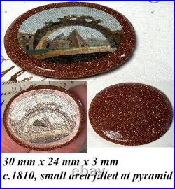 Rare Antique 18-19c Sand Size Tesserae Roman Ruins Micro Mosaic Plaque, Pyramid Rare Antique 18-19c Sand Size Tesserae Roman Ruins Micro Mosaic Plaque, Pyramid