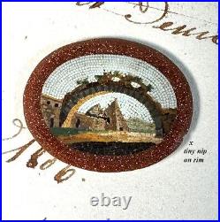 Rare Antique 18-19c Sand Size Tesserae Roman Ruins Micro Mosaic Plaque, Pyramid Rare Antique 18-19c Sand Size Tesserae Roman Ruins Micro Mosaic Plaque, Pyramid