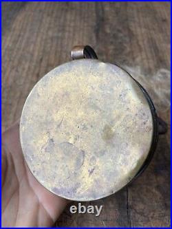 Rare! Antique 18th C Brass Tinder Box Striker Flint Candle Holder Early Lighting