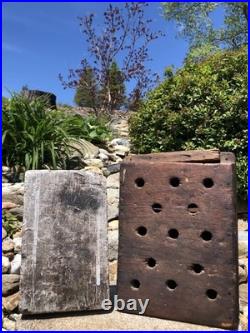 Rare Antique 18th C. Early Americana Wood Forged Iron Nail Soapstone Foot Warmer