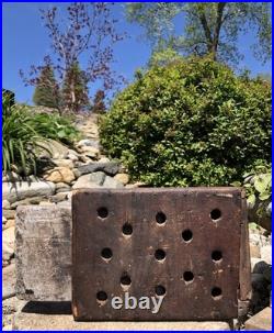 Rare Antique 18th C. Early Americana Wood Forged Iron Nail Soapstone Foot Warmer