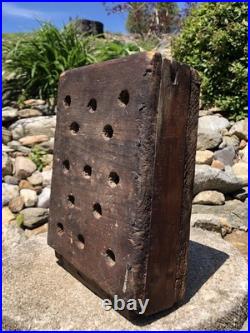 Rare Antique 18th C. Early Americana Wood Forged Iron Nail Soapstone Foot Warmer