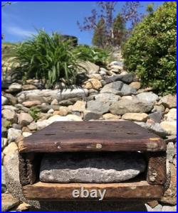Rare Antique 18th C. Early Americana Wood Forged Iron Nail Soapstone Foot Warmer
