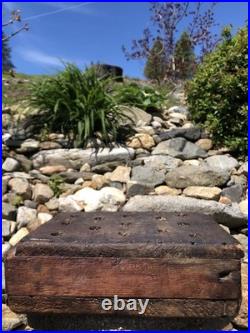 Rare Antique 18th C. Early Americana Wood Forged Iron Nail Soapstone Foot Warmer