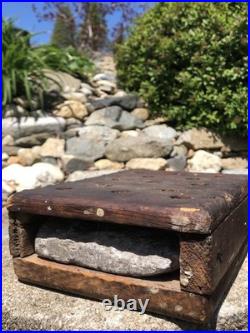 Rare Antique 18th C. Early Americana Wood Forged Iron Nail Soapstone Foot Warmer Rare Antique 18th C. Early Americana Wood Forged Iron Nail Soapstone Foot Warmer