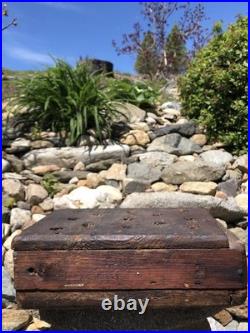 Rare Antique 18th C. Early Americana Wood Forged Iron Nail Soapstone Foot Warmer
